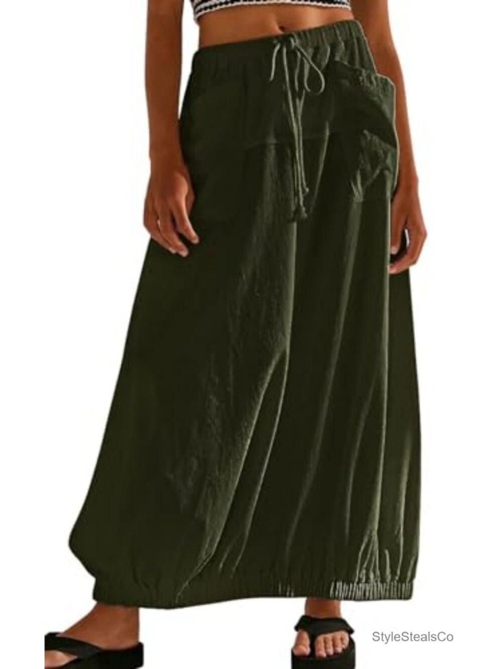 Baggy Parachute Cargo Maxi Long Skirt Cotton Utility Y2K